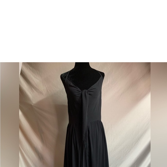 Boho Black Knot Front Tie Back Maxi Halter Dress - Picture 3 of 4